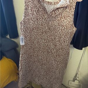 Old Navy Tan and White Patterned Sleeveless Dress